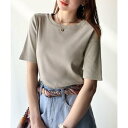 クラシカルエルフ Classical Elf さりげなく華奢見せで大人の魅力アップ。5分袖リブコンパクトトップス (グレイッシュベージュ)