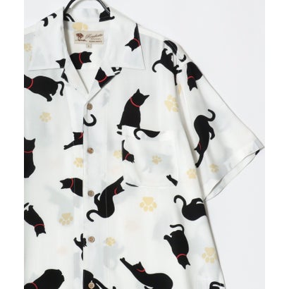 ラザル Lazar オープンカラー アロハシャツ 総柄シャツ レディース メンズ （ホワイト系）