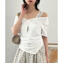 ジュエローブ Jewelobe カシュクールレースストラップオフショルTシャツ (ホワイト)(4)