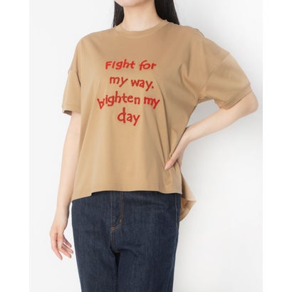 ブローディア BRODIAEA 歯ブラシ加工ロゴ半袖Tシャツ （キャメル）