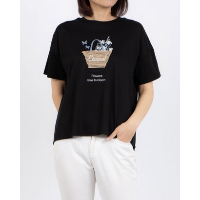 ブローディア BRODIAEA かごバッグデザイン半袖Tシャツ （ブラック）