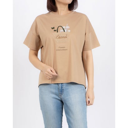 ブローディア BRODIAEA かごバッグデザイン半袖Tシャツ （キャメル）