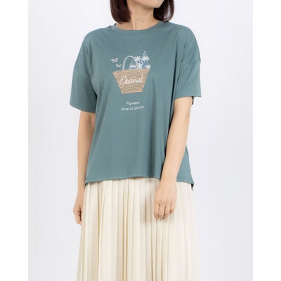 ブローディア BRODIAEA かごバッグデザイン半袖Tシャツ （サックスブルー）