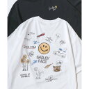 ラザル Lazar FACE スマイリーフェイス 吸水速乾 UVカット 半袖Tシャツ レディース メンズ (ホワイト系その他3)