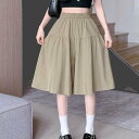 アイカ ica キュロットスカート キュロットパンツ ハーフパンツ キュロット ガウチョ ショート スカート パンツ 膝下丈 ハーフ丈 ひざ丈 ゆったり Aライン フレア ハイウエスト 涼しい 薄手