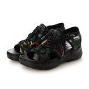 モズ moz レディース サンダル 厚底 超軽量 MOZ カジュアル 室内履き 通学 旅行 おでかけ mz51102 (BLACK/FLOWER)
