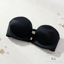 パリーゼ Palissee フロントホック ストラップレスブラ ノンワイヤー (ブラック)