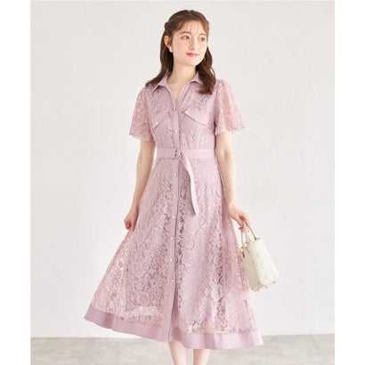 トッコクローゼット tocco closet ベルト付きレース切り替えシャツワンピース トッコクローゼット tocco closet ベルト付きレース切り替えシャツワンピース