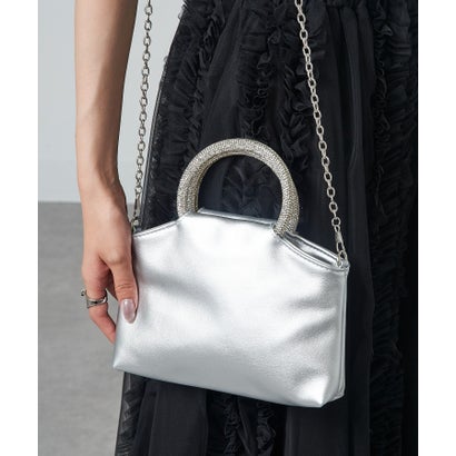 セットアップセブン SETUP7 ラメハンドルPUレザーバッグ KNF127 （シルバー）