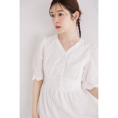 トッコクローゼット tocco closet コットンレースペプラムブラウス トッコクローゼット tocco closet コットンレースペプラムブラウス