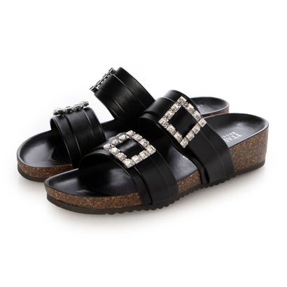 イタリアンシューメーカーズ ITALIAN SHOEMAKERS ビジューベルトフットベッドサンダル （ブラック）