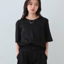 インディヴィ INDIVI 【日本製/SETUP可能】ガーゼ素材Tブラウス (ブラック(019))