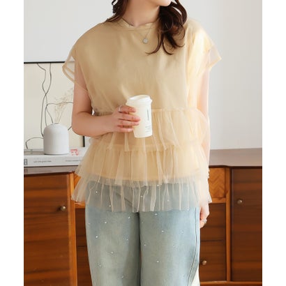 ガーリードール Girly Doll Tシャツとチュールセット【韓国ファッション】 (ベージュ)