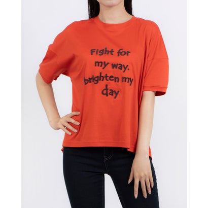 ブローディア BRODIAEA 歯ブラシ加工ロゴ半袖Tシャツ （コーラル）