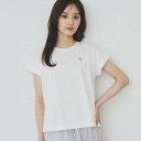 インデックス index フラワー刺繍ターンバックTシャツ【洗濯機可・汗ジミ防止・吸水速乾・接触冷感・UVケア】 (オフホワイト(003))
