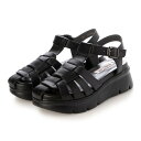 バークレー BARCLAY 【本革 /日本製】モードテイスト 厚底モールドソールグルカサンダル (BLK)