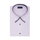 トーキョーシャツ TOKYO SHIRTS 【ストレッチ・大きいサイズ】 ボタンダウン 半袖 形態安定 ニットシャツ (パープル)