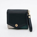 ヒロココシノファム HIROKO KOSHINO FEMME 財布 レディース 2つ折り レター型 使いやすい コンパクト ストラップ付き (グリーン)