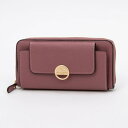 ヒロココシノファム HIROKO KOSHINO FEMME 財布 レディース 長財布 大容量 かぶせ フロントポケット付き ブローチ (ピンク)