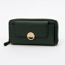 ヒロココシノファム HIROKO KOSHINO FEMME 財布 レディース 長財布 大容量 かぶせ フロントポケット付き ブローチ (グリーン)