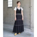 バブ Bab ニットドッキングティアードワンピース (BLACK)