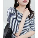 ナイスクラップ NICE CLAUP 【natural couture】ボールトリム細リブカットトップス (RM)