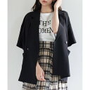 セゾンドパピヨン SAISON DE PAPILLON テーラード半袖ジャケット (ブラック)