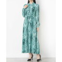 ウィッスルズ WHISTLES Brushed Leopard Tie Midi Dress (Green/Multi)