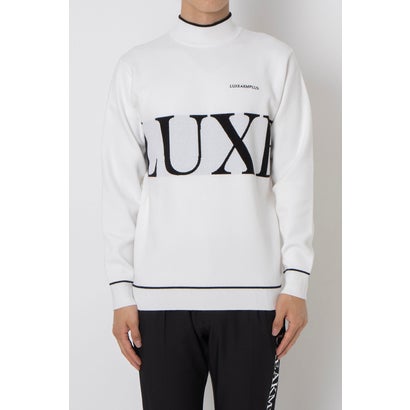 リュクスエイケイエムプラス LUXEAKMPLUS ゴルフ ビックロゴモックネックニット （ホワイト）