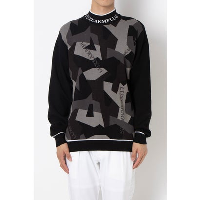 リュクスエイケイエムプラス LUXEAKMPLUS ゴルフ カモ柄モックネックニット （ブラックカモ）