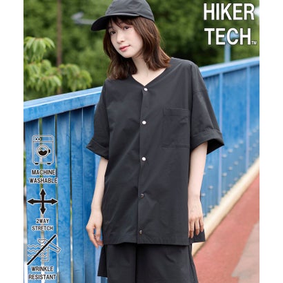 ハイカーテックライトウェイトノーカラーシャツ【洗濯機洗い可・2WAYストレッチ・防シワ】