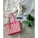 スタイロ styiro 格子柄カゴトートバッグ(ピンク)