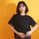 ザ ショップ ティーケー (ウィメン) THE SHOP TK(Women) 袖シアー切替Tシャツ【接触冷感/毛玉になりにくい/UV/洗濯機OK】 (ブラック(019))