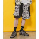 スカラー ScoLar パリティのモンスター柄 切替ハーフパンツ (ベージュ)