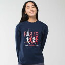 ロングライフアンドハピネス Longlife & Happiness Paris Runners Club コットン ロングスリーブティー (NAVY)