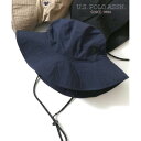 ラザル Lazar U.S. POLO ASSN./ユーエスポロアッスン UVカット サンシェード付 ロゴ ワンポイント刺繍 アドベンチャーハット/サファリハッ...