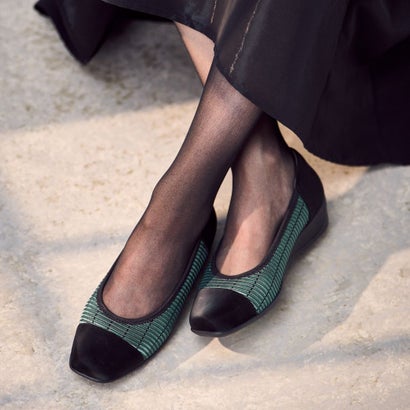 撥水バイカラーパンプス2 （グリーン・パターン）