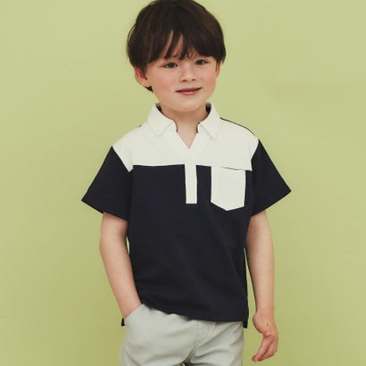ザ ショップ ティーケー (キッズ) THE SHOP TK(Kids) 【110ー150】切り替えポロシャツ/洗濯機OK （ネイ..