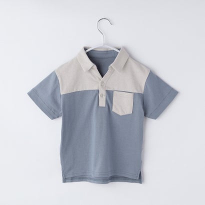 ザ ショップ ティーケー (キッズ) THE SHOP TK(Kids) 【110ー150】切り替えポロシャツ/洗濯機OK （ブル..