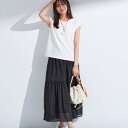 インディヴィ INDIVI 【2点セット/着回し◎】ノースリーブ&ティアードスカート カセット服 (ブラック(519))
