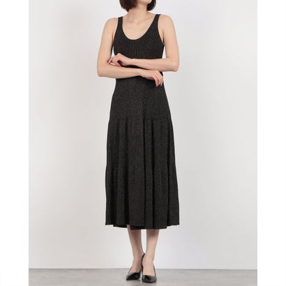ガウディ GAUDI ラメレーヨンノースリフレアニットワンピース (BLACK)