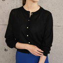 アクアガレージ aquagarage 接触冷感金ボタンカーディガン レディース 春 夏 M 半袖 (ブラック)