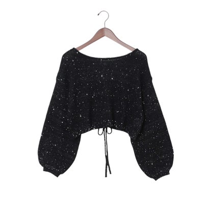 アルシーヴ archives バックレースアップスパンコール透かしニット (BLK) アルシーヴ archives バックレースアップスパンコール透かしニット (BLK)