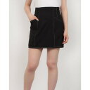 アルシーヴ archives 配色ステッチ台形ミニスカート (BLK)