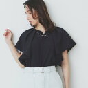 インデックス index フリルタックスリーブキーネックブラウス【洗濯機可・イージーアイロン・吸水速乾・アンチピリング】 (ネイビー(094))
