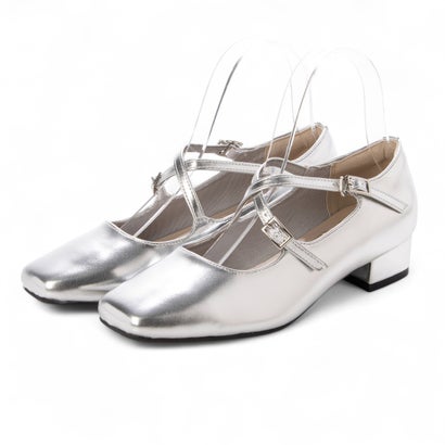 パレード Parade スクエアトゥクロスストラップパンプス TSD3072 （シルバー）
