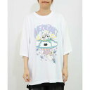 スカラー ScoLar ネコ好きおばけうさぎUFO柄Tシャツ (オフホワイト)