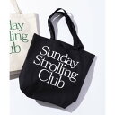 メゾンクラブ MAISON CLUB Sunday Strolling Club / プリントロゴ キャンバストートバック A4収納可能 (ブラック)