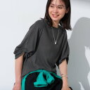 インディヴィ INDIVI 【UV/吸水速乾】凹凸素材ねじり袖トップス (チャコールグレー(014))