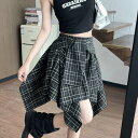 カルペディエム Carpe diem 腰巻きシャツ風チェック柄 ミニスカート ショートパンツ付き 3サイズ ボトムス カジュアル韓国 夏スカート 通勤通学 学生風 ハイウエスト ゴム仕様 チェックイレヘ